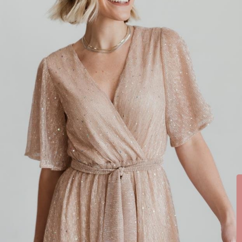 Baltic Born Shimmering Champagne Maxi Dress Size L - Picture 16 of 16